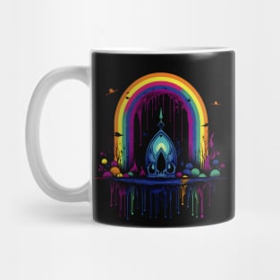 Cool Goth Rainbow Skull Neon Colors Rave Design Mug